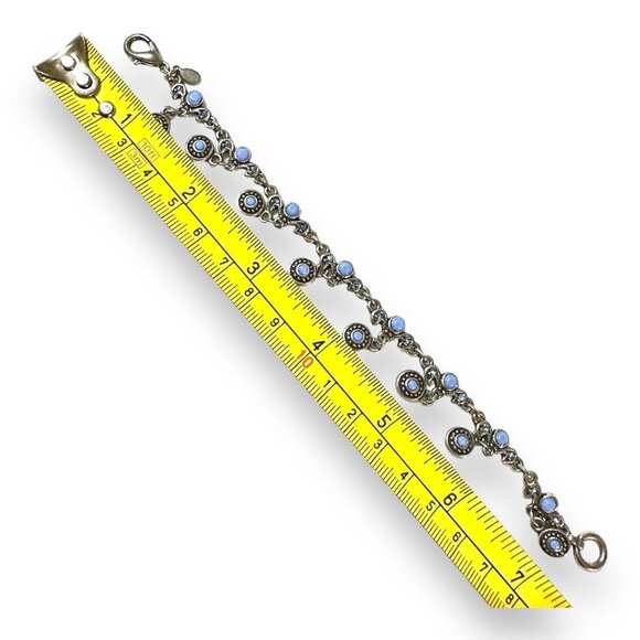 Premier Designs Vintage Antiqued Silver-tone Blue Rhinestone Charm Bracelet EUC - Picture 13 of 13
